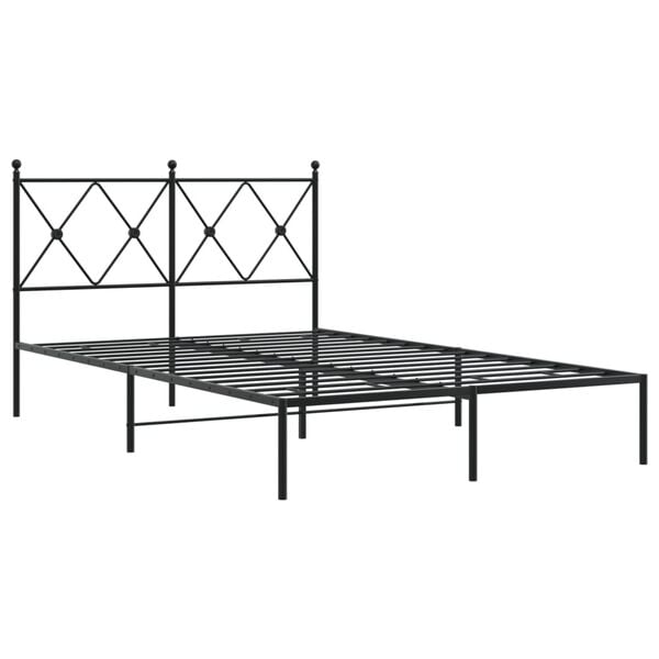vidaXL Cadre de lit m&eacute;tal sans matelas avec t&ecirc;te de lit noir 120x200cm