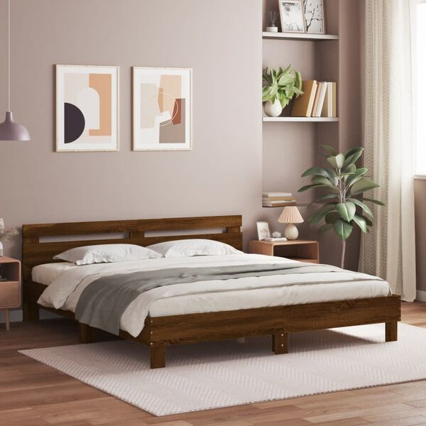 vidaXL Cadre de lit sans matelas ch&ecirc;ne marron 200x200 cm
