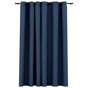 vidaXL Rideau occultant Aspect de lin avec &oelig;illets Bleu 290x245 cm