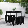 vidaXL Ensemble de bar de jardin 5 pcs noir bois de pin massif