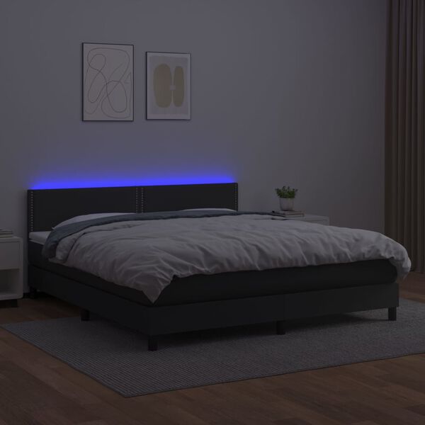 vidaXL Sommier &agrave; lattes de lit avec matelas et LED Noir 160x200cm