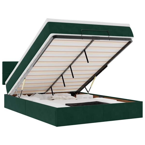 vidaXL Cadre de lit ottoman avec matelas vert fonc&eacute; 140x200 cm velours