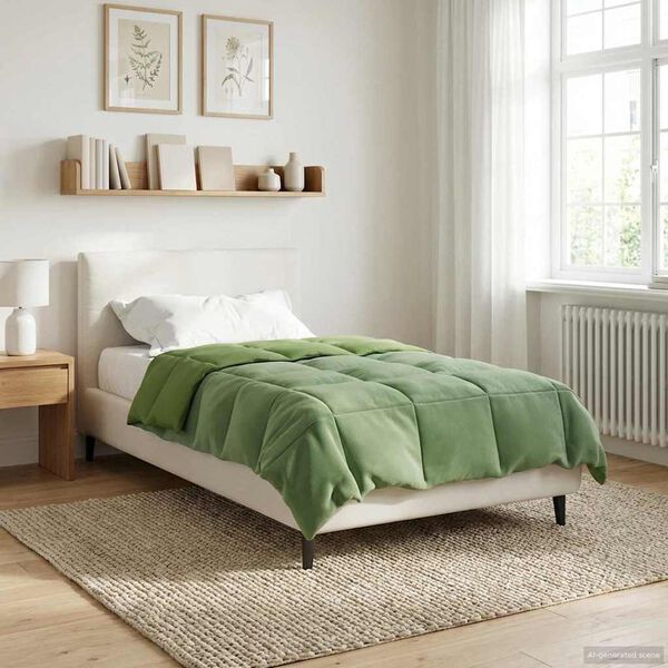 vidaXL Duvet complet toute l'ann&eacute;e Vert 140 x 200 cm Microfibre