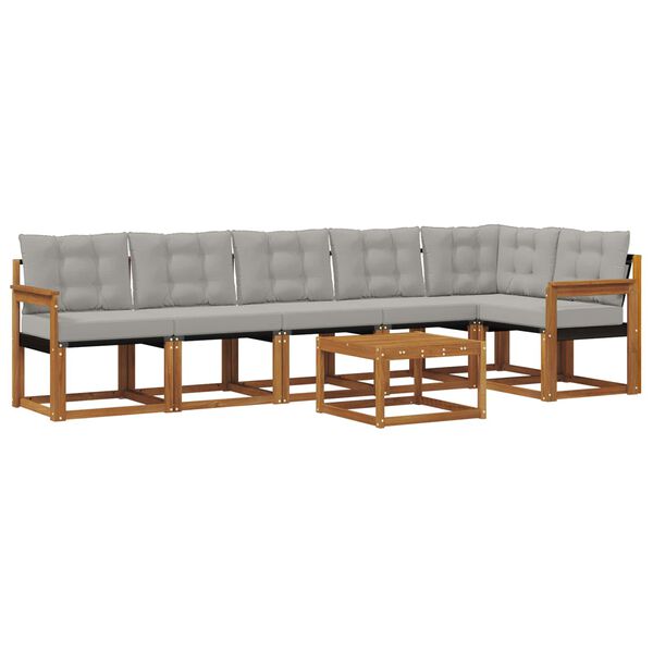 vidaXL Ensemble de canap&eacute;s d'ext&eacute;rieur 7 pcs Gris Naturel et Clair