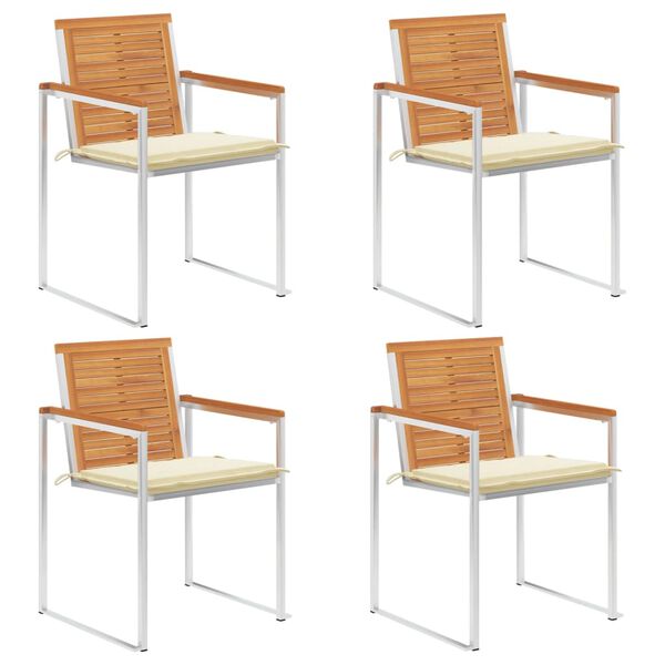 vidaXL Chaises de jardin lot de 4 avec coussins Bois d'acacia massif