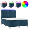 vidaXL Sommier &agrave; lattes de lit matelas et LED Bleu fonc&eacute; 140x190 cm