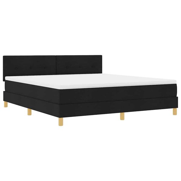 vidaXL Lit &agrave; ressorts avec matelas Noir 180 x 200 cm tissu