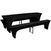 vidaXL Housses de table et bancs Extensibles 3 pcs Noir 220x50x80 cm