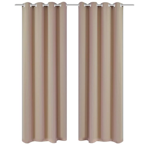 2 pcs Rideau Blackout Occultant Cr&egrave;me avec &OElig;illets en m&eacute;tal 135x245cm