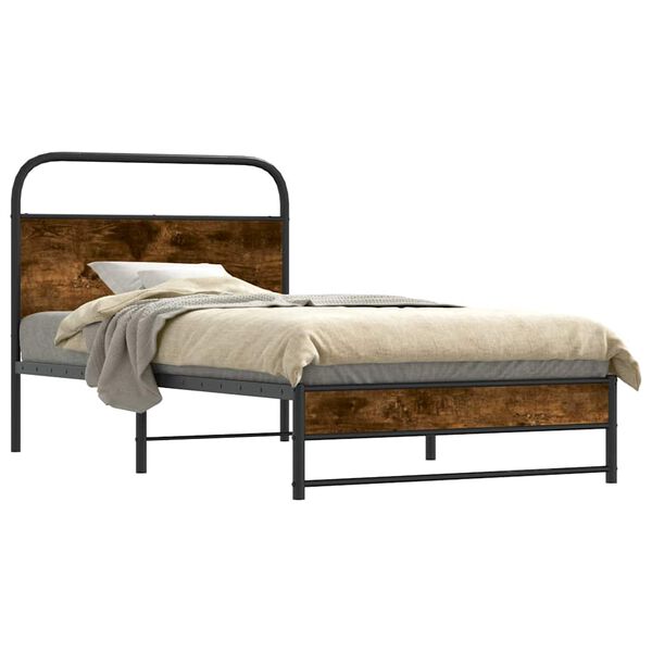 vidaXL Cadre de lit sans matelas 90x190cm ch&ecirc;ne fum&eacute; bois d'ing&eacute;nierie