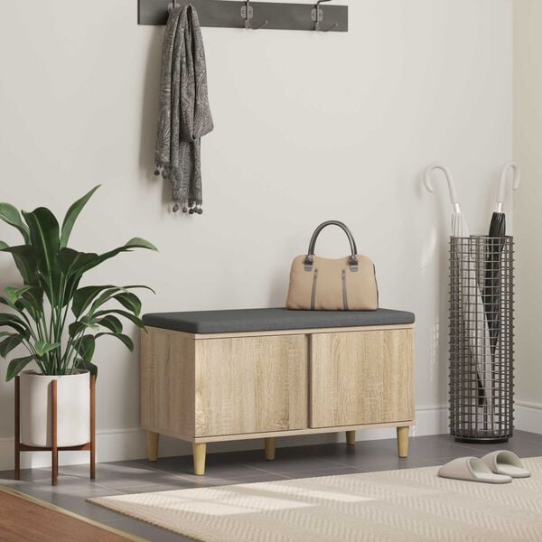 vidaXL Banc d'entr&eacute;e avec coussin Ch&ecirc;ne Sonoma 80 x 38 x 46 cm
