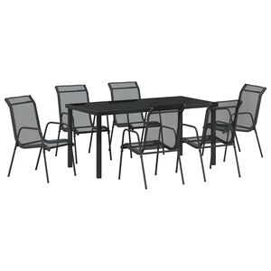 vidaXL Ensemble de salle &agrave; manger pour jardin 7 pcs Noir