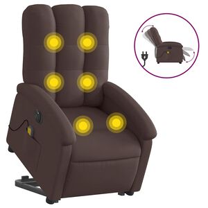 vidaXL Fauteuil inclinable de massage &eacute;lectrique Marron fonc&eacute; Tissu