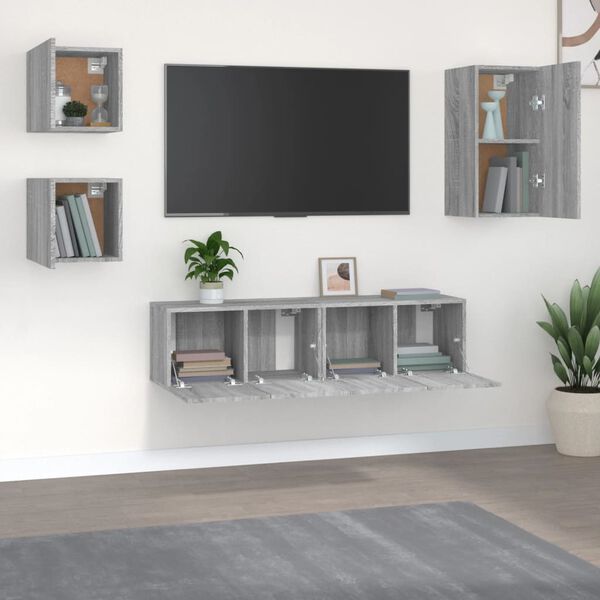 vidaXL Ensemble de meubles TV 5 pcs Sonoma gris Bois d'ing&eacute;nierie