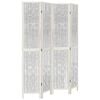 vidaXL Cloison de s&eacute;paration 4 panneaux blanc bois de paulownia massif