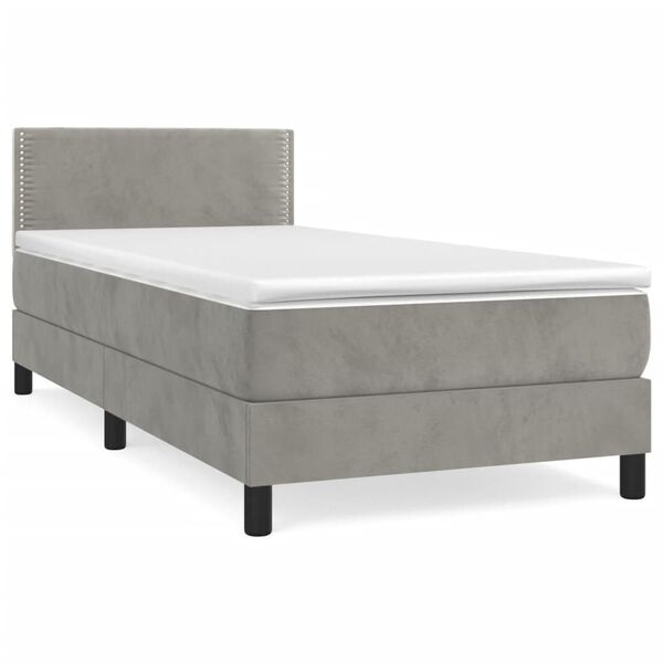 vidaXL Sommier &agrave; lattes de lit et matelas Gris clair 100x200cm Velours