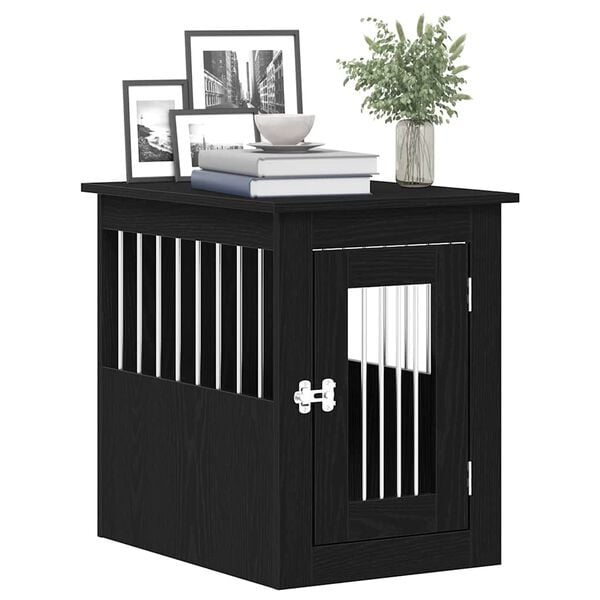vidaXL Meuble pour cage &agrave; chien en ch&ecirc;ne noir 62 x 45 x 59 cm Bois d'ing&eacute;nierie