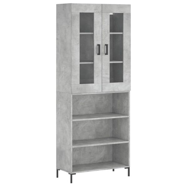 vidaXL Buffet haut Gris b&eacute;ton 69,5x34x180 cm Bois d'ing&eacute;nierie