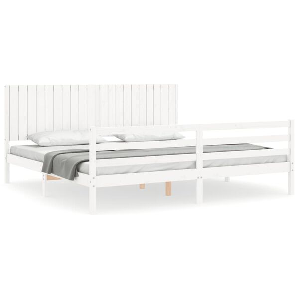 vidaXL Cadre de lit sans matelas blanc 200x200 cm bois massif
