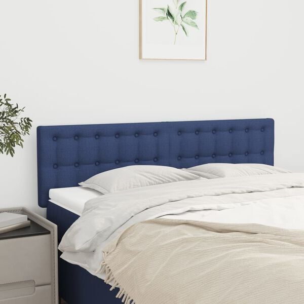 vidaXL T&ecirc;tes de lit 2 pcs Bleu 72x5x78/88 cm Tissu