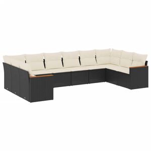 vidaXL Salon de jardin 10 pcs avec coussins noir r&eacute;sine tress&eacute;e