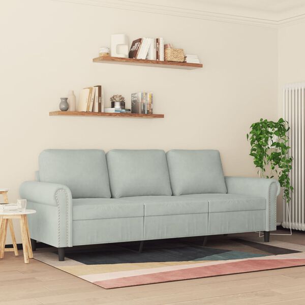 vidaXL Canap&eacute; &agrave; 3 places Gris clair 180 cm Velours