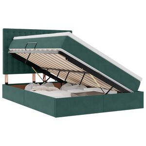vidaXL Lit avec rangement et matelas Vert fonc&eacute; 140 x 200 cm Velours