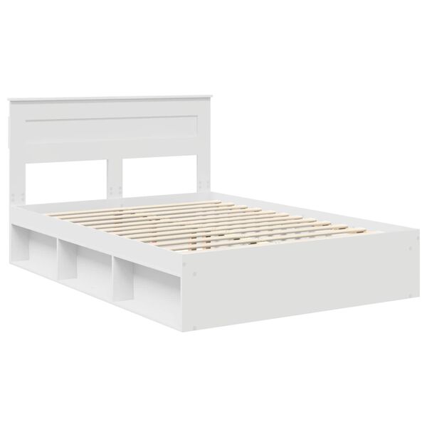 vidaXL Cadre de lit Blanc 140 x 200 cm Bois de pin massif