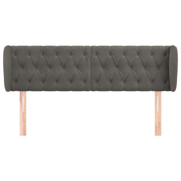 vidaXL Tête de lit avec oreilles Gris foncé 147x23x78/88 cm Velours