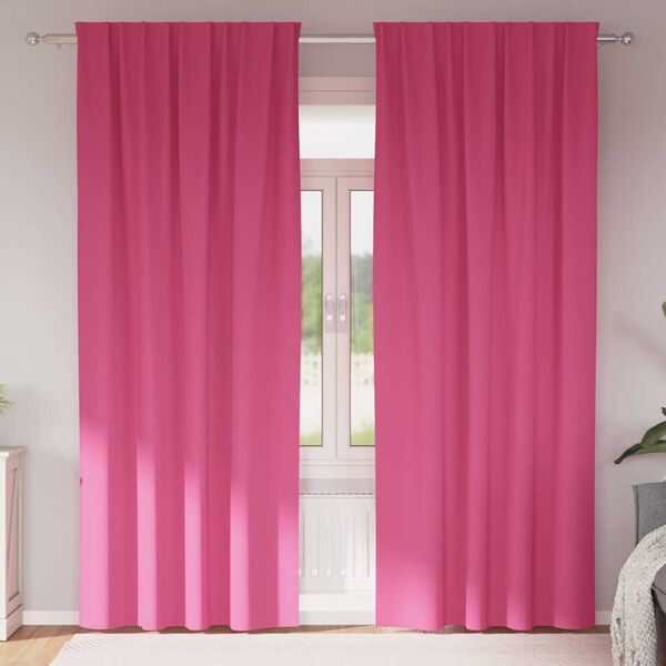 vidaXL Rideaux occultants avec anneaux 2 pcs Rose vif 245 x 140 cm