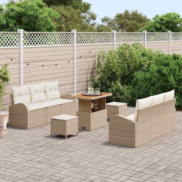 vidaXL Ensemble de canapé de jardin avec coussin 9 pcs Beige et crème