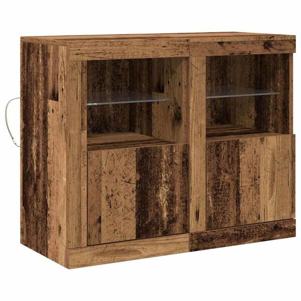 vidaXL Buffet LED 2 pcs Bois ancien 41 x 37 x 67 cm Bois d'ing&eacute;nierie