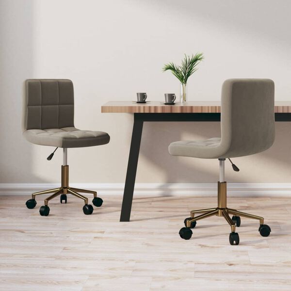 vidaXL Chaises pivotantes &agrave; manger lot de 2 gris clair velours