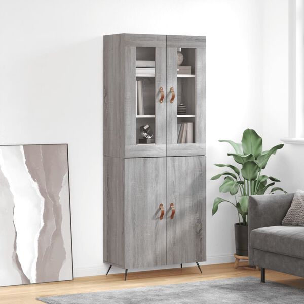 vidaXL Buffet haut Sonoma gris 69,5x34x180 cm Bois d'ing&eacute;nierie