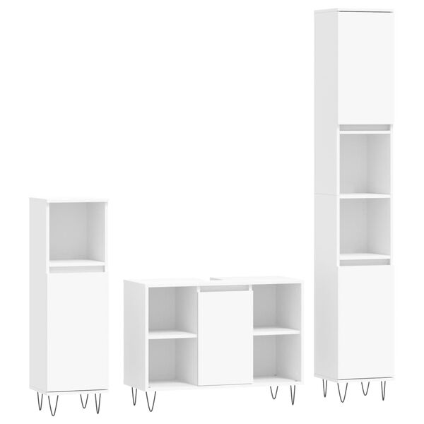 vidaXL Ensemble de meubles salle de bain 3 pcs blanc bois d'ing&eacute;nierie