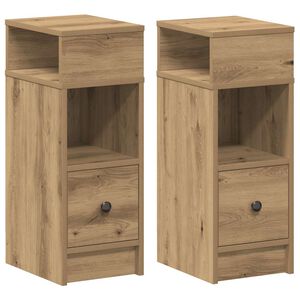 vidaXL Tables de chevet 2 pcs avec tiroir ch&ecirc;ne artisanal 25 x 31 x 66 cm