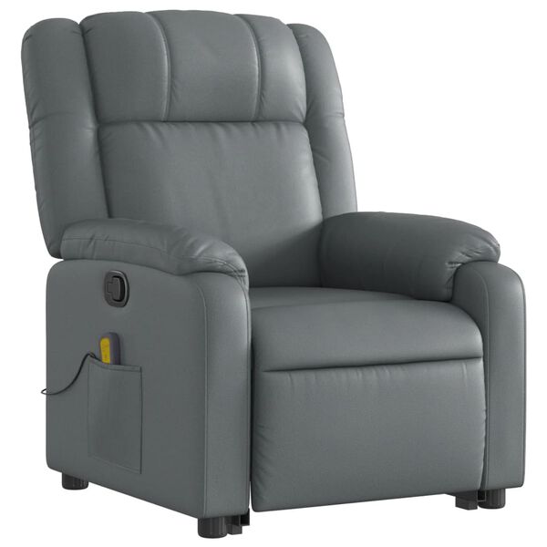 vidaXL Fauteuil inclinable de massage Gris Similicuir