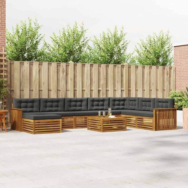 vidaXL Ensembles de canap&eacute;s avec coussin 9 pcs Naturel et Anthracite