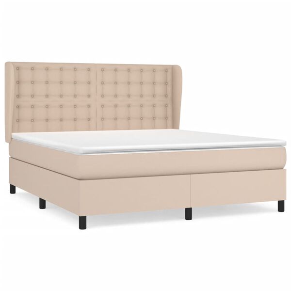 vidaXL Sommier &agrave; lattes de lit avec matelas Cappuccino 160x200 cm