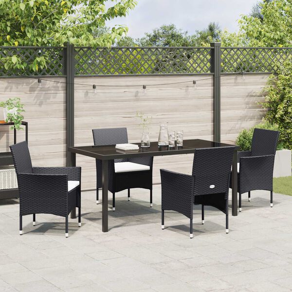 vidaXL Ensemble de salle &agrave; manger pour jardin 5 pcs Noir polyrotin