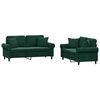 vidaXL Ensemble de canap&eacute;s 2 pcs avec coussins vert fonc&eacute; velours