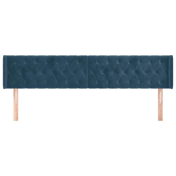 vidaXL T&ecirc;te de lit avec oreilles Bleu fonc&eacute; 183x16x78/88 cm Velours