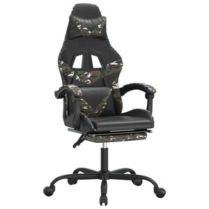 vidaXL Chaise de jeu pivotante repose-pied Noir camouflage Similicuir