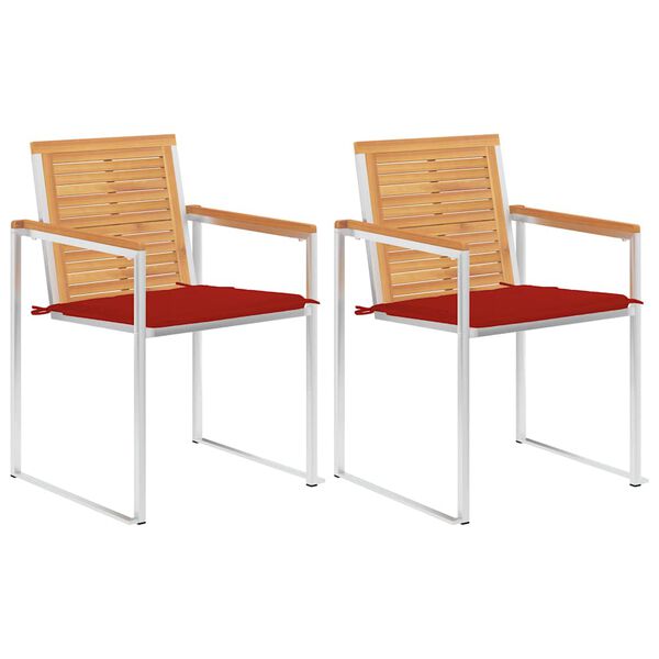 vidaXL Chaises de jardin avec coussins lot de 2 Teck solide et acier