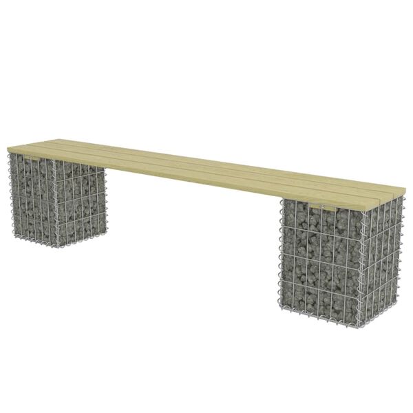 vidaXL Banc &agrave; gabion 180 cm Acier galvanis&eacute; et pin&egrave;de