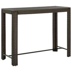 vidaXL Table de bar de jardin Marron 140,5x60,5x110,5cm R&eacute;sine tress&eacute;e