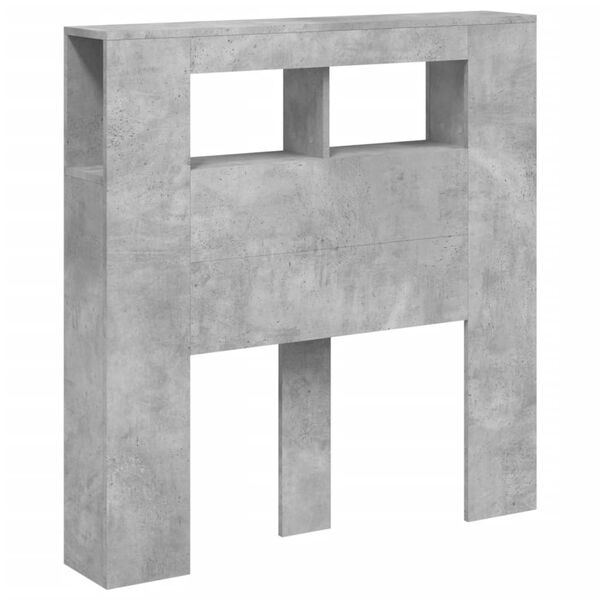 vidaXL T&ecirc;te de lit &agrave; LED gris b&eacute;ton 100x18,5x103,5cm bois d'ing&eacute;nierie