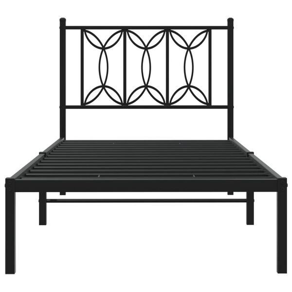 vidaXL Cadre de lit m&eacute;tal sans matelas avec t&ecirc;te de lit noir 90x200 cm