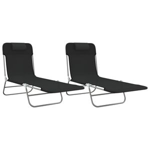 vidaXL Chaises longues pliables lot de 2 noir textilène et acier