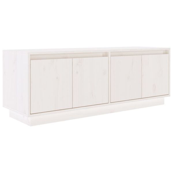 vidaXL Meuble TV Blanc 110x34x40 cm Bois de pin massif